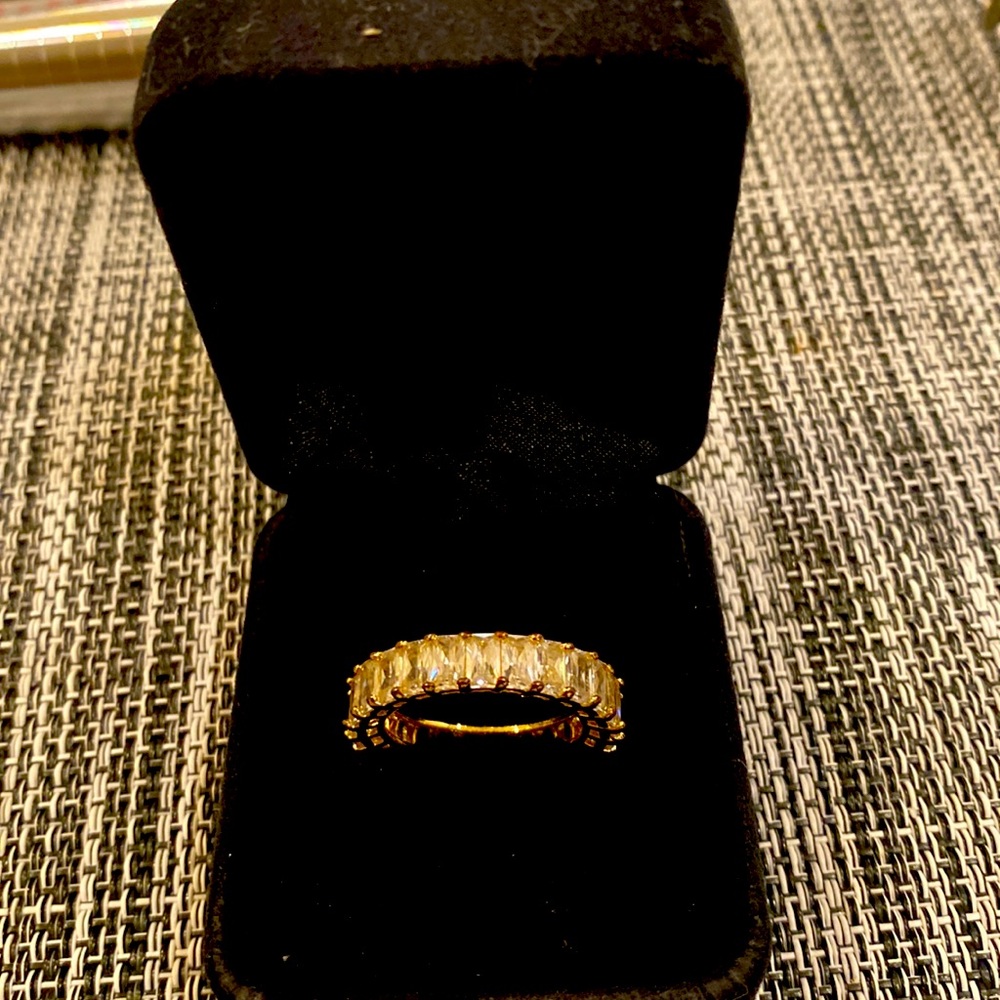 Sparkling baguette eternity band, gold over sterling silver